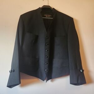 Harcourts Men's Black Barrister Waistcoat Wool Blend Jacket Size 44 EUC